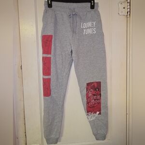 Looney Tunes Gray Sweat Pants Lightweight Small Jogging Bugs Bunny Daffy Duck